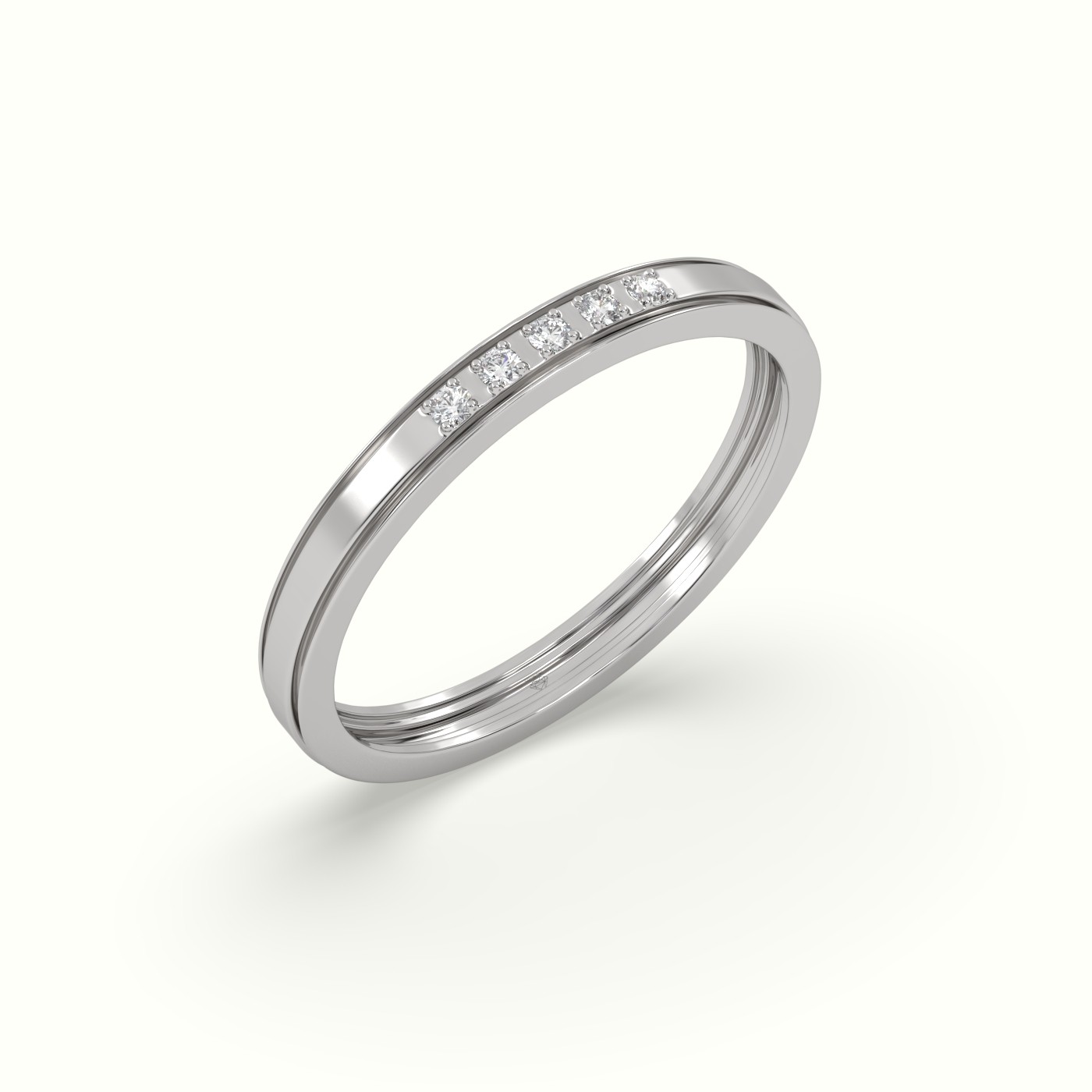 18k white gold 5 gypsy flush set diamond wedding band Photos & images