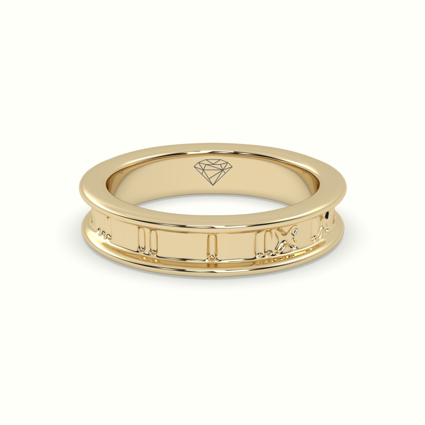 18k yellow gold stylish roman wedding band