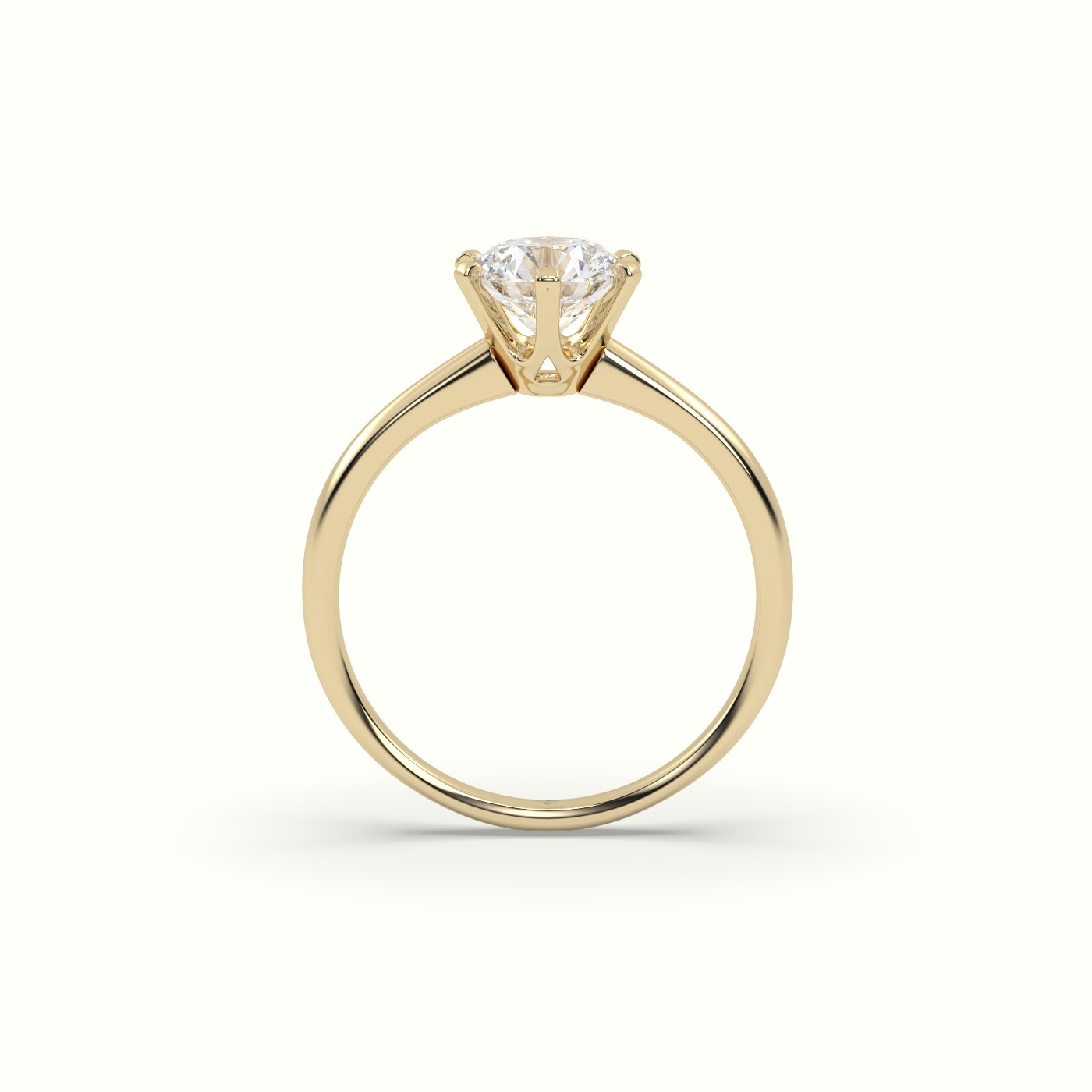 18K Yellow Gold Solitaire Round Diamond Ring 6 Prong Elegance